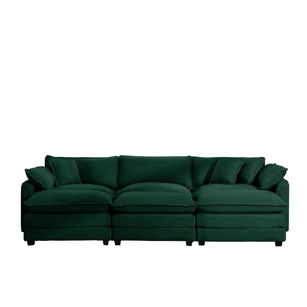 Oversized Modular Cushion Sofa with Portable Ottoman