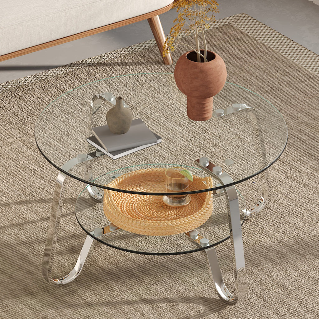 Retro Minimalist Style Metal Frame Coffee Table
