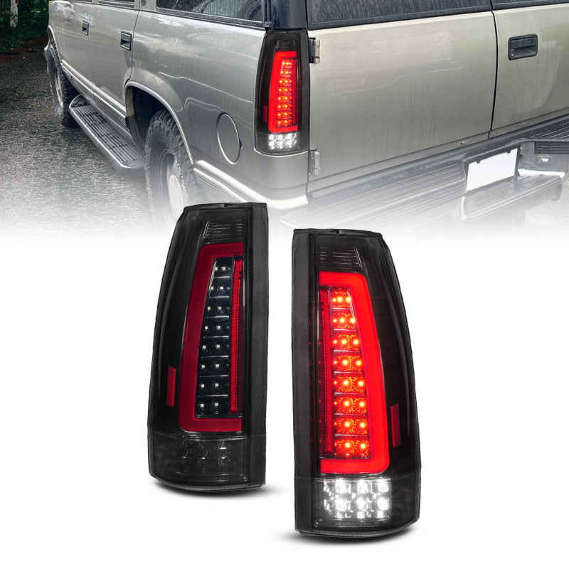 ANZO 88-99 Chevy/GMC C/K1500/2500/3500 Full LED Light Tube Taillights Black Housing Smoke Lens 311486