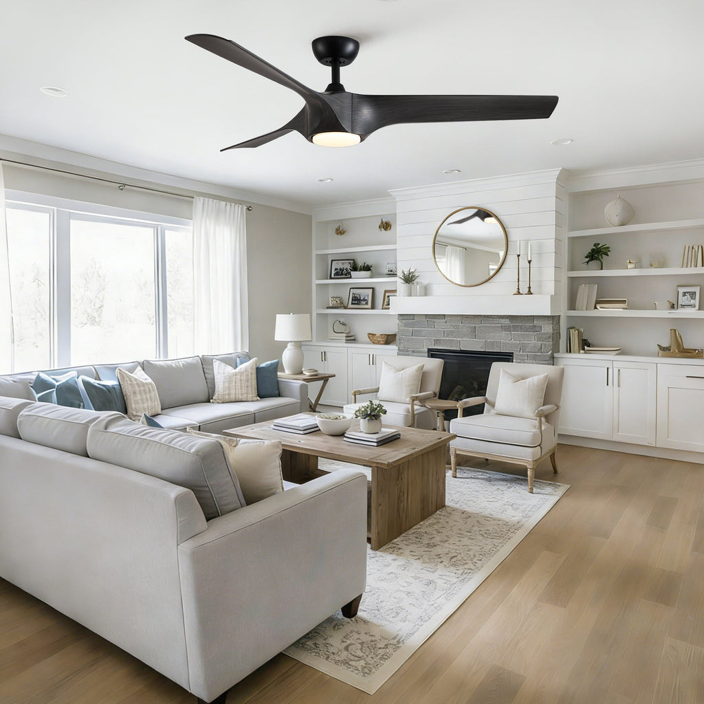 56" Modern Farmhouse Reversible Quiet Motor Ceiling Fan Light