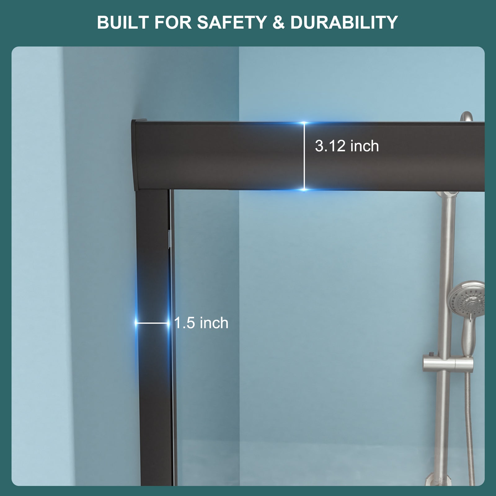 Double Sliding Shower Door 48" W x 76"H - Matte Finish