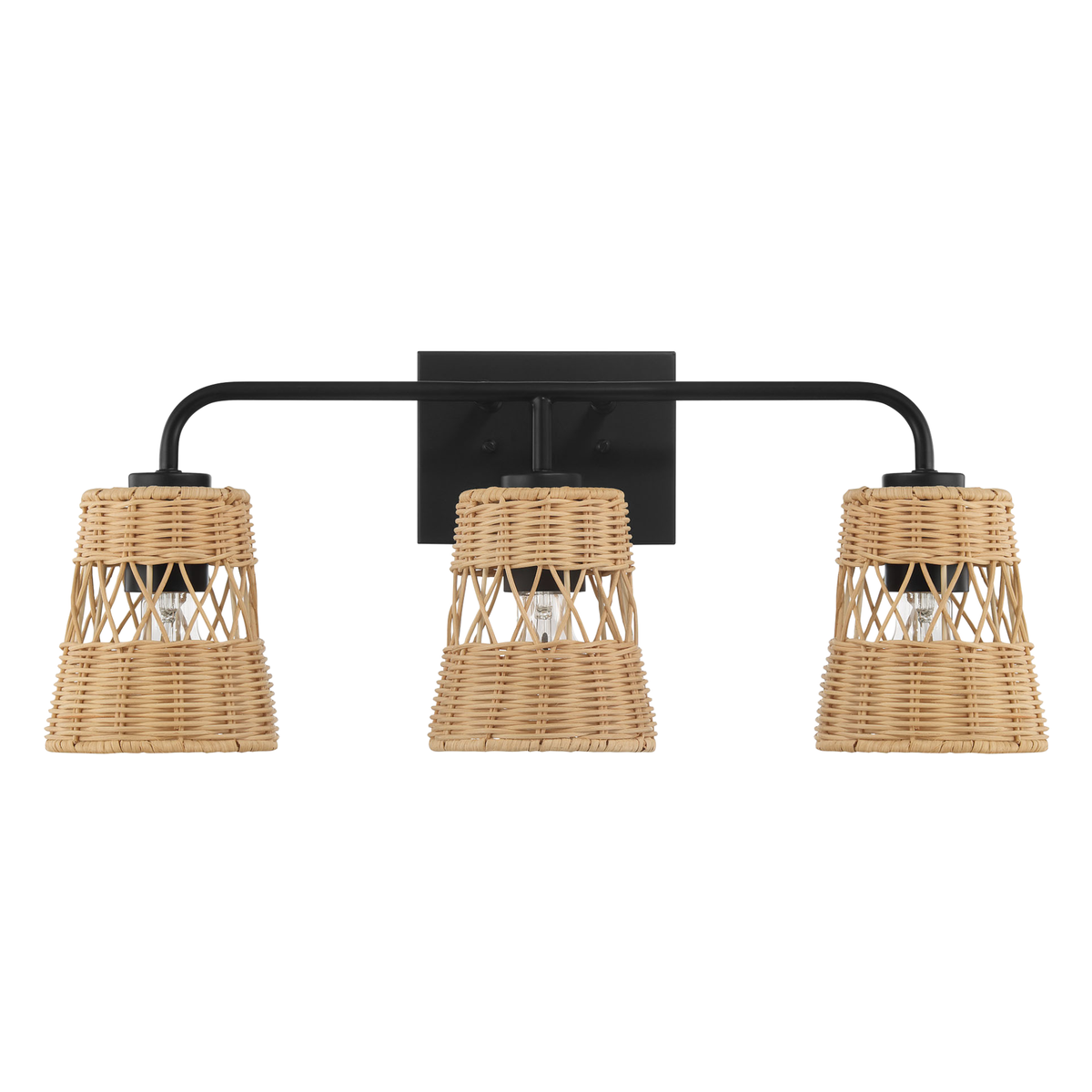 Moonlit Three Lights Wall Sconce with Rattan Shade
