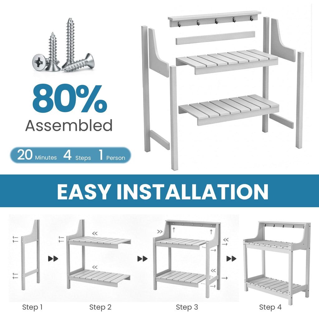 HDPE Garden Potting Table with Storage for Outdoor Use