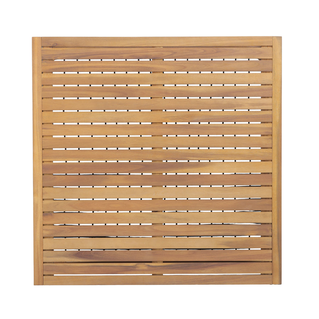 Outdoor Acacia Wood Coffee Table with Woven Rope Storage Shelf