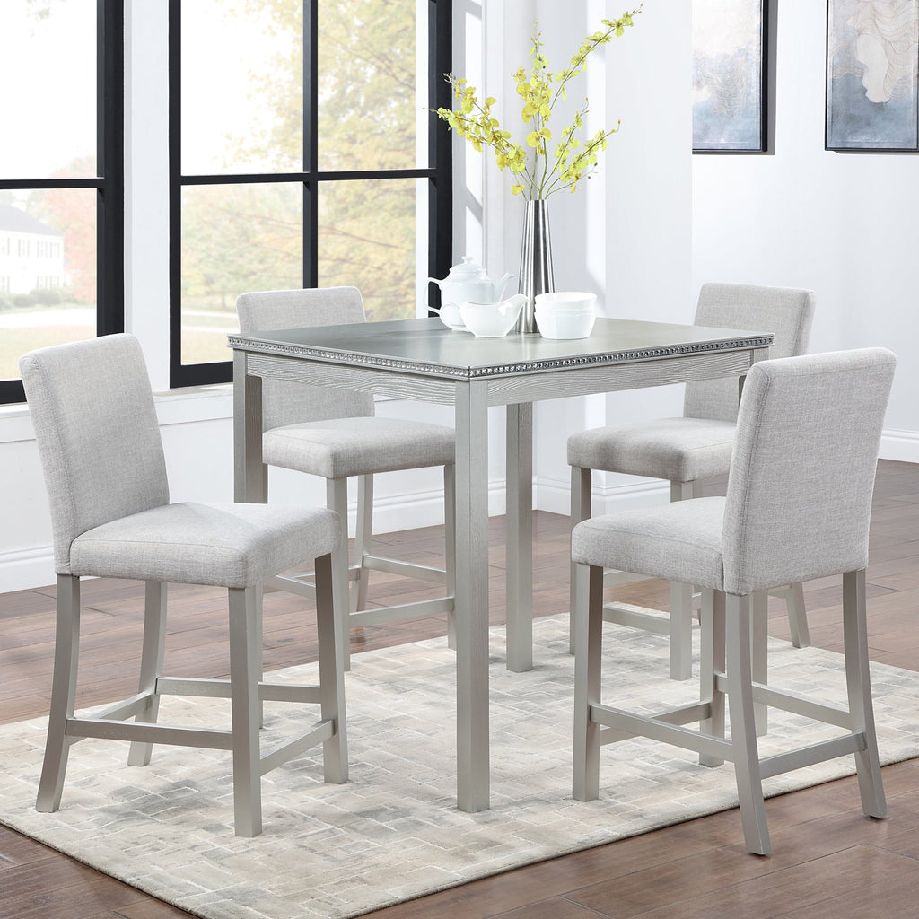5 Piece Counter Height Table Set with Upholstered Chairs