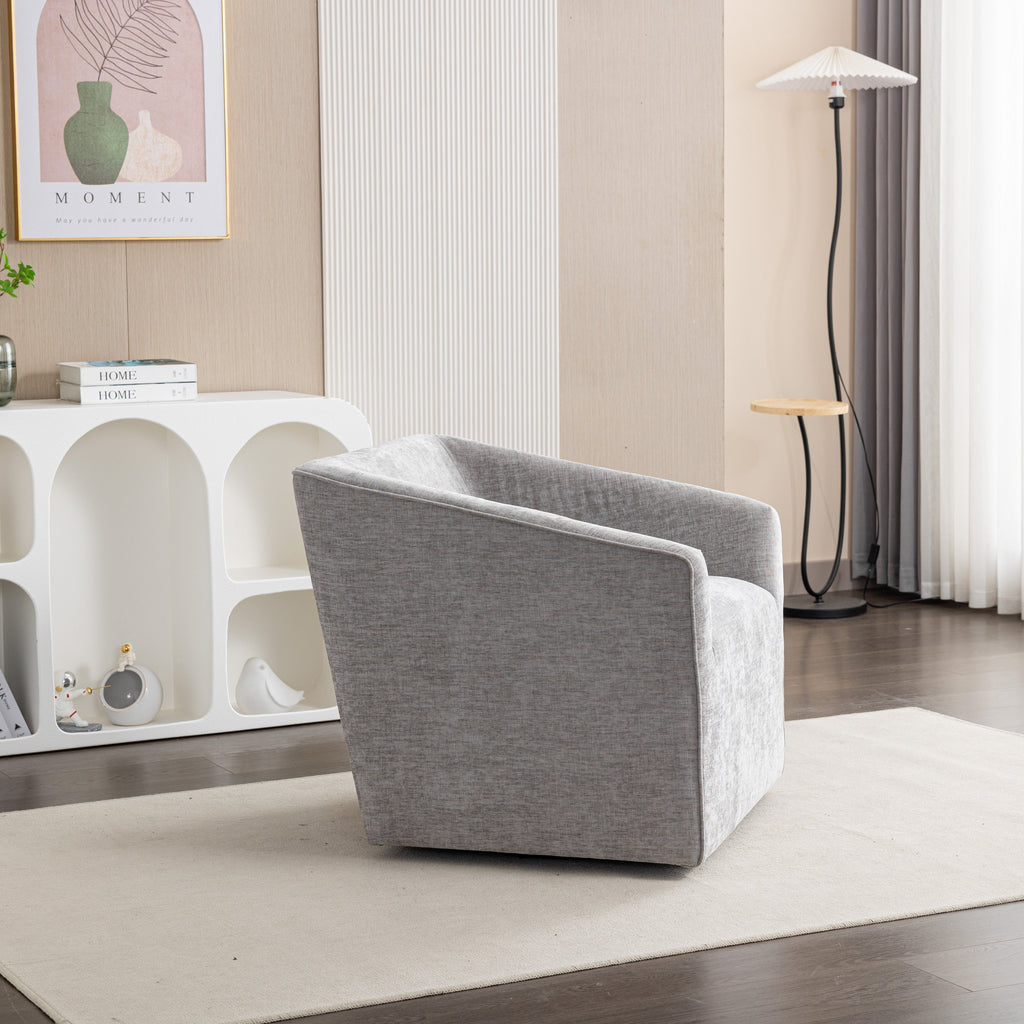 Nice Modern Upholstered Barrel Armchair, 360° Swivel