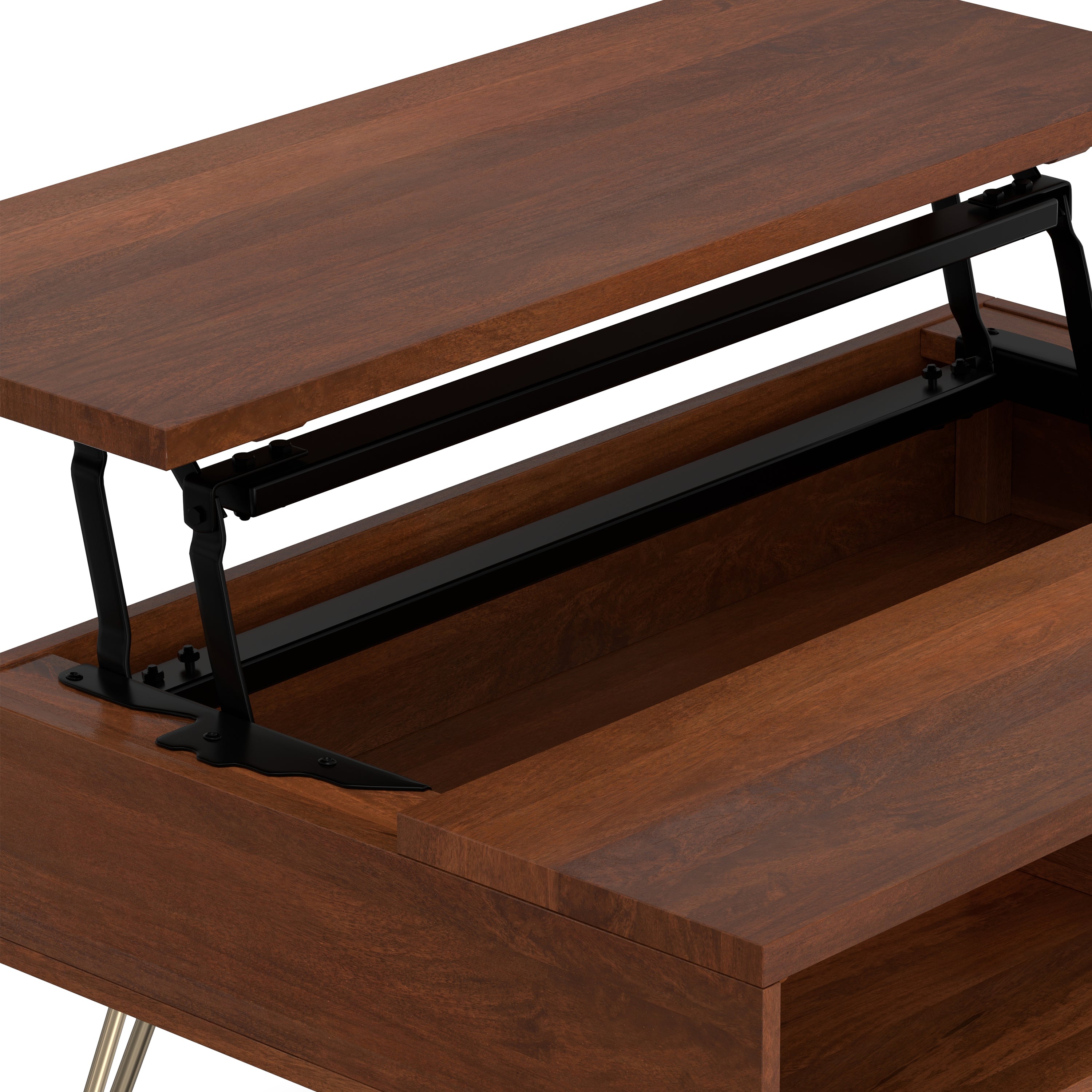 Hunter 36 Inch Wide Solid Mango Wood Small Lift Top Coffee Table in Umber