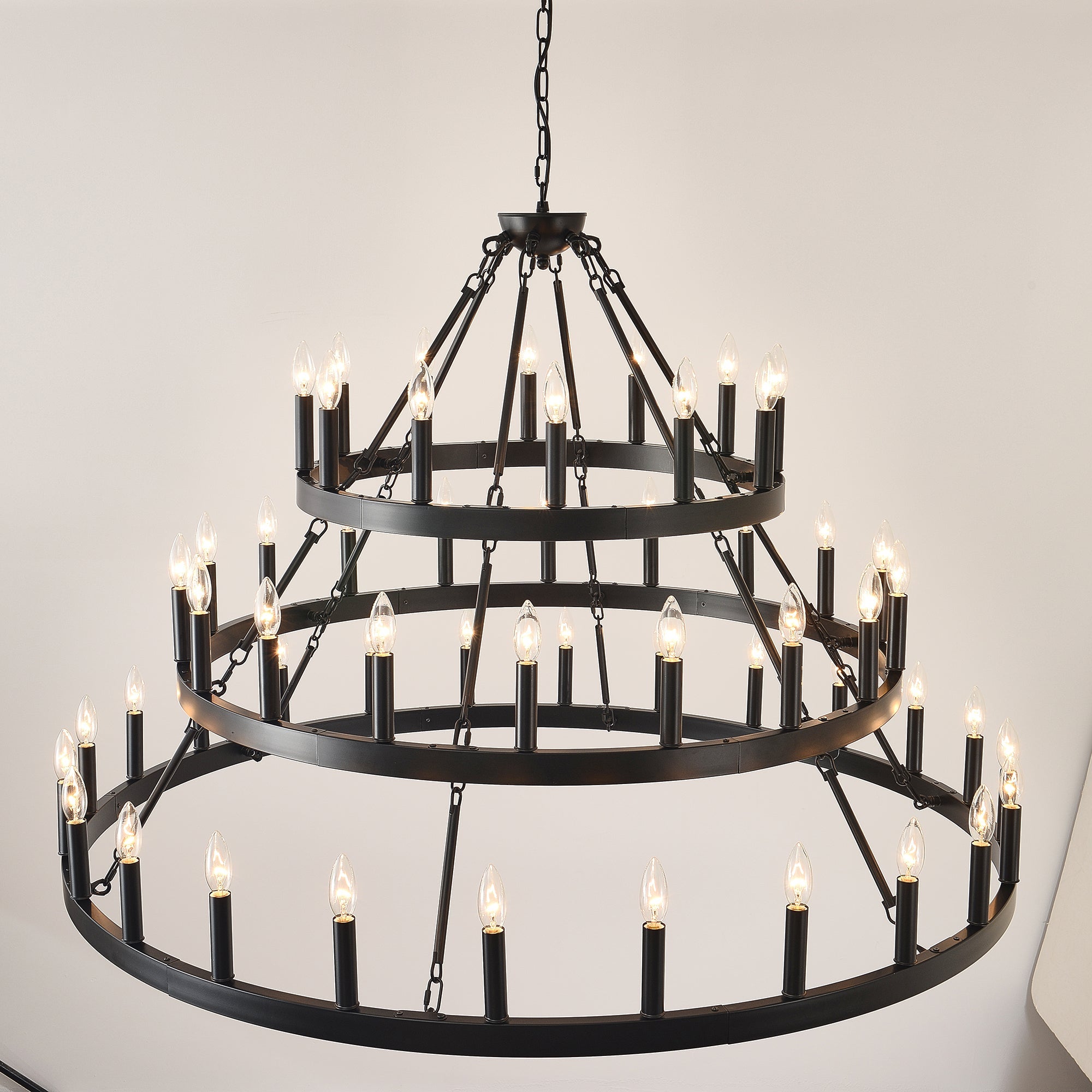 39.37 Inch 3 Tiers Wagon Wheel Chandelier