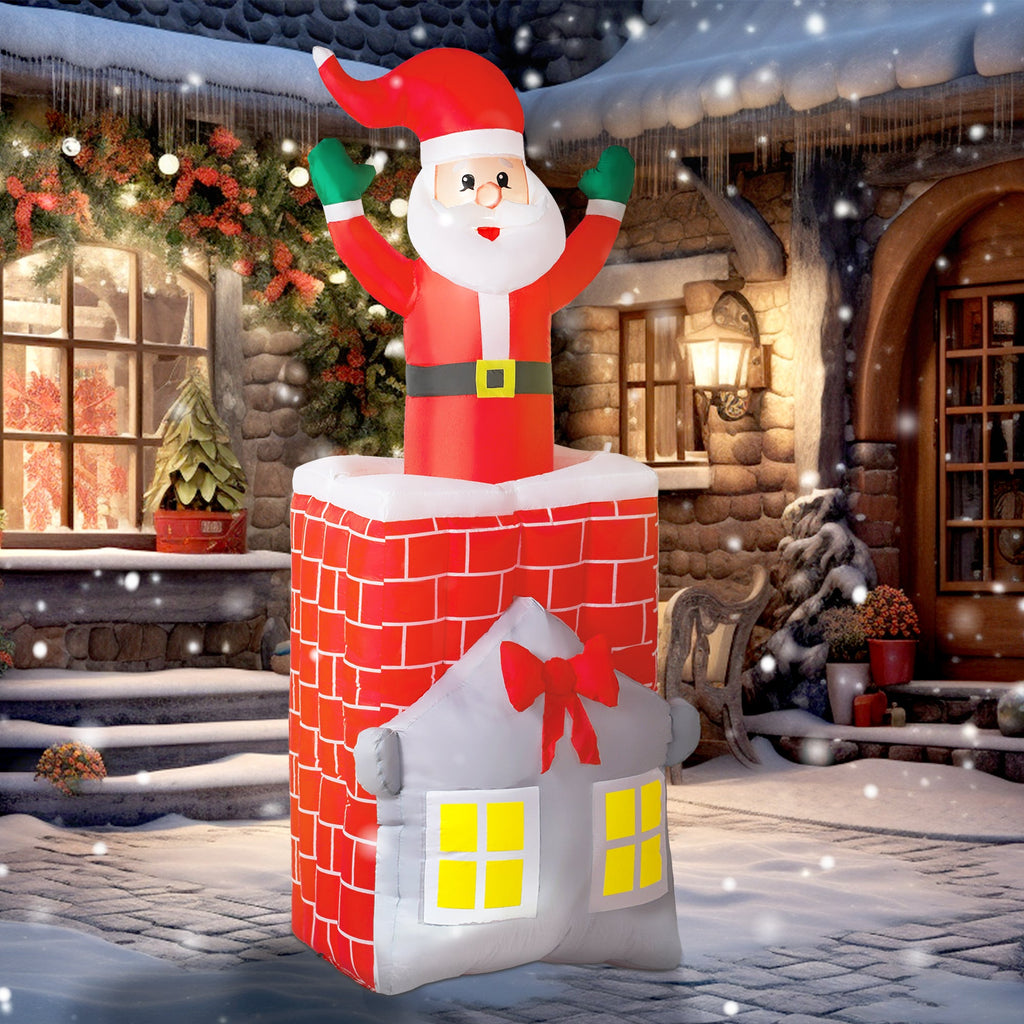 7Ft Christmas Inflatable Santa in Chimney Up and Down