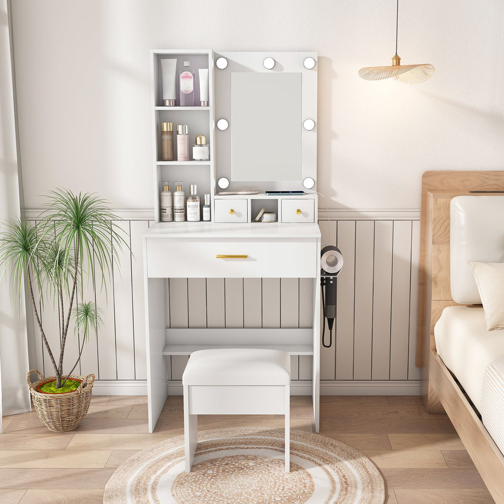 Vanity Table with Mirror & Adjustable LED Lights