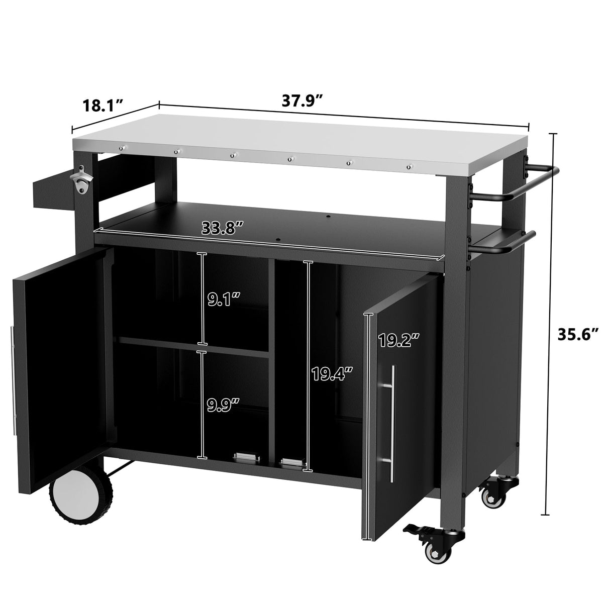 Two Doors Outdoor Grill Cart with Storage