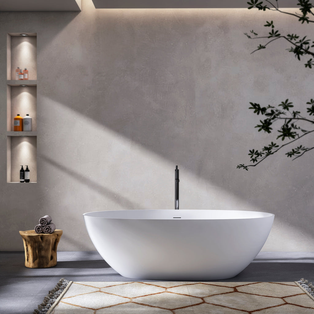 Freestanding Solid Surface Soaking Bathtub