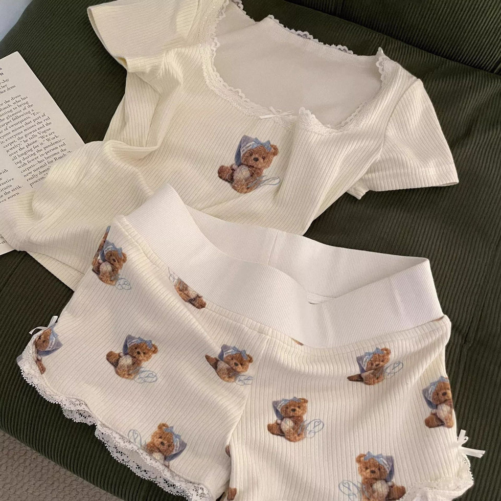Cute Little Bear Lace Shorts Womens Summer Thin Style