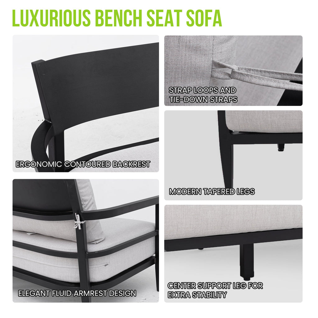 4PC Outdoor Conversation Set with Modern Club Chairs