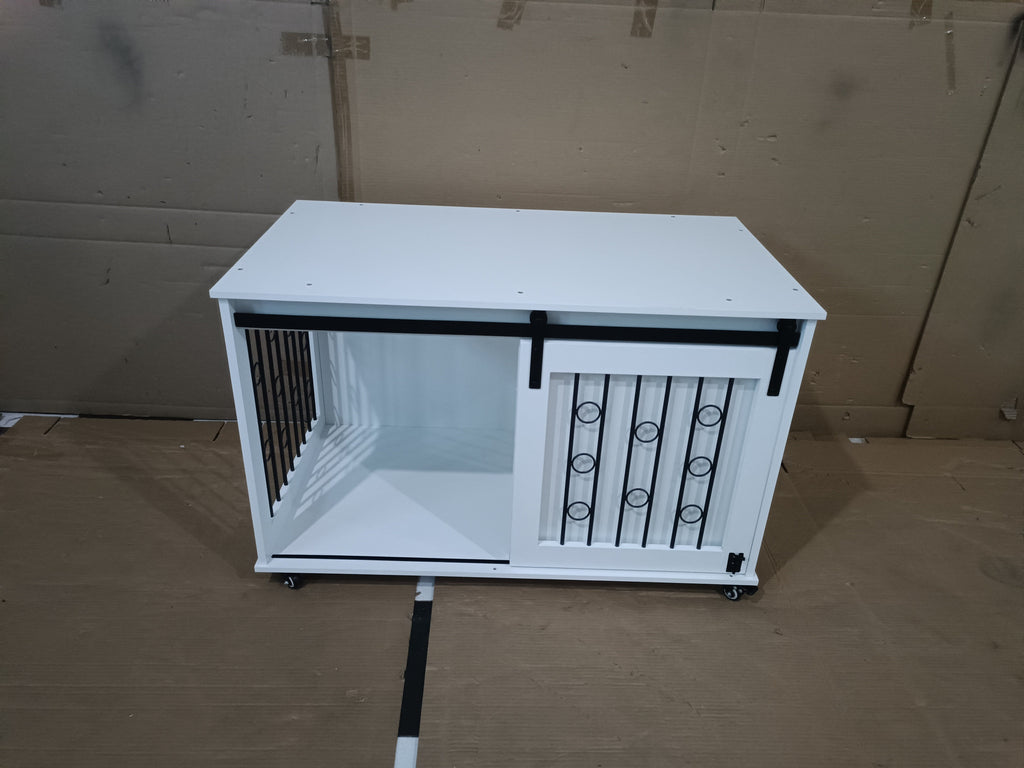 Modern Wooden Dog Crate Furniture with Sliding Barn Door