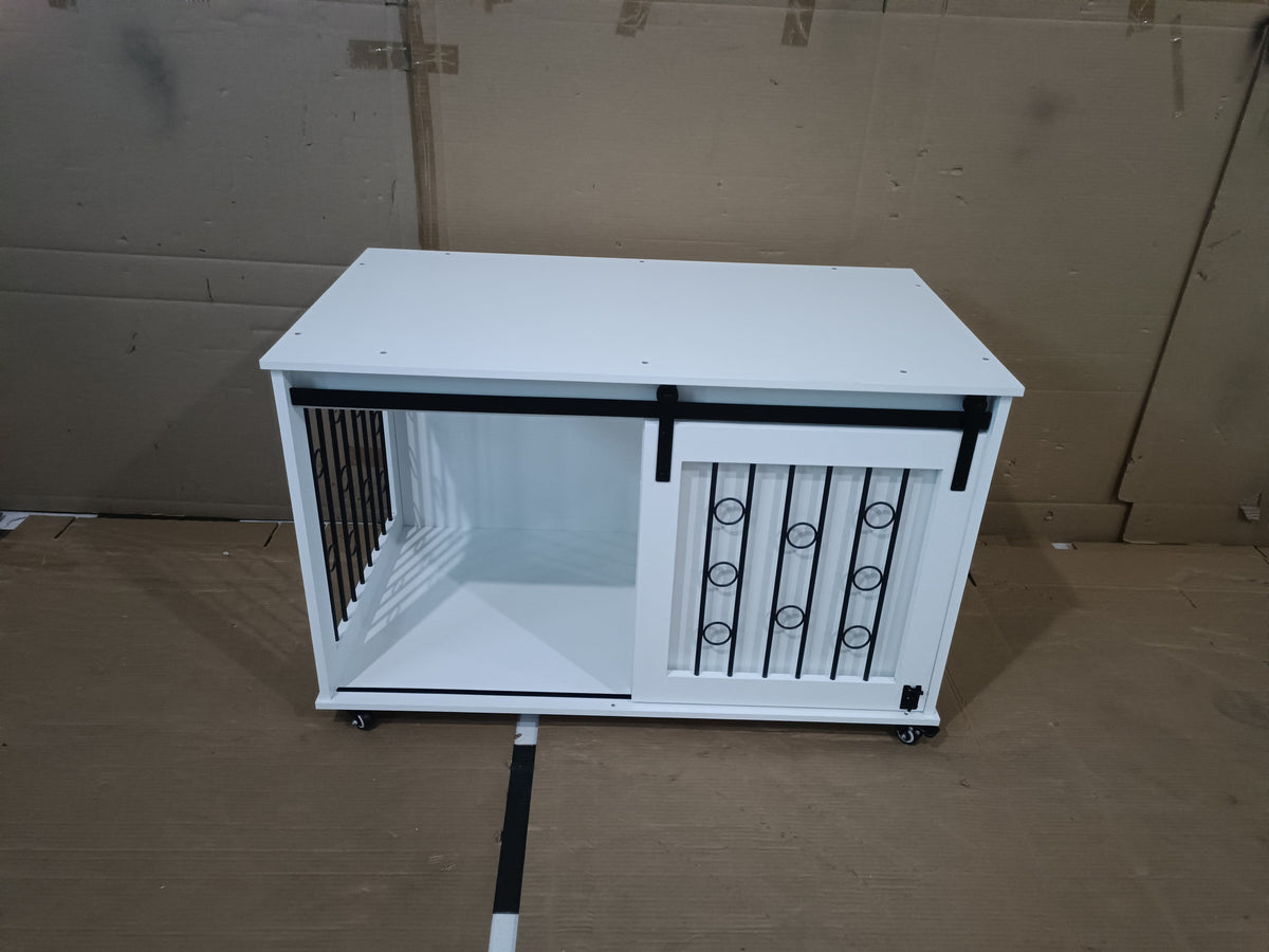 Modern Wooden Dog Crate Furniture with Sliding Barn Door