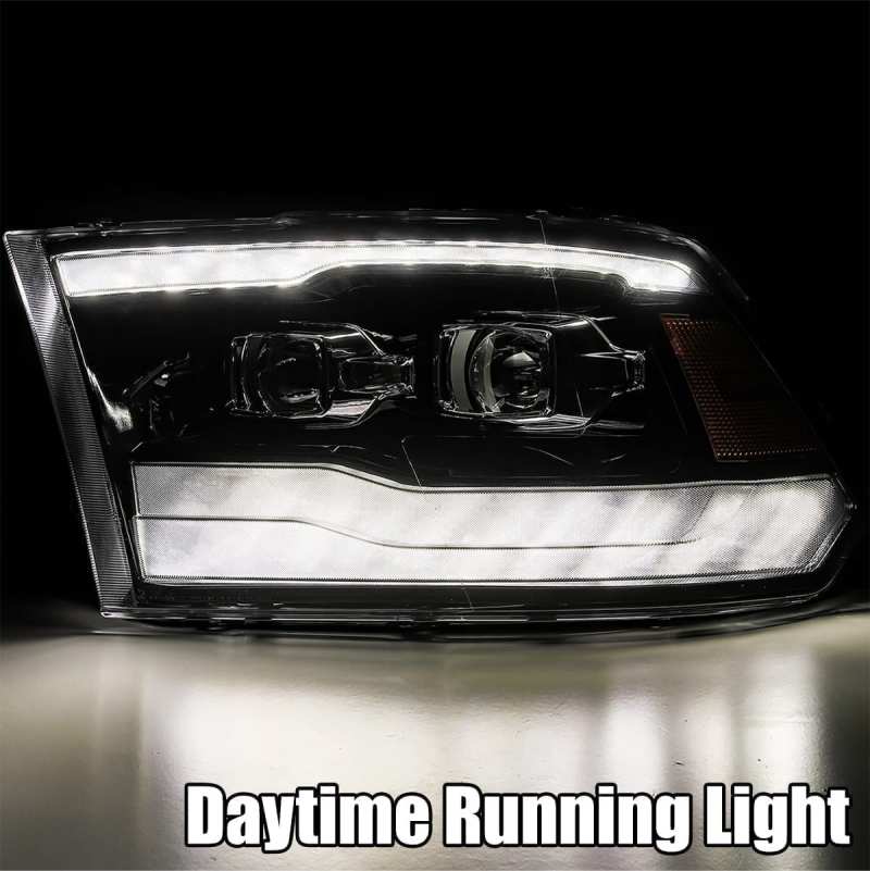AlphaRex 09-18 Dodge Ram 1500 PRO-Series Projector Headlights Plank Style Alpha Blk w/Seq Signal/DRL 880542 *Discontinued