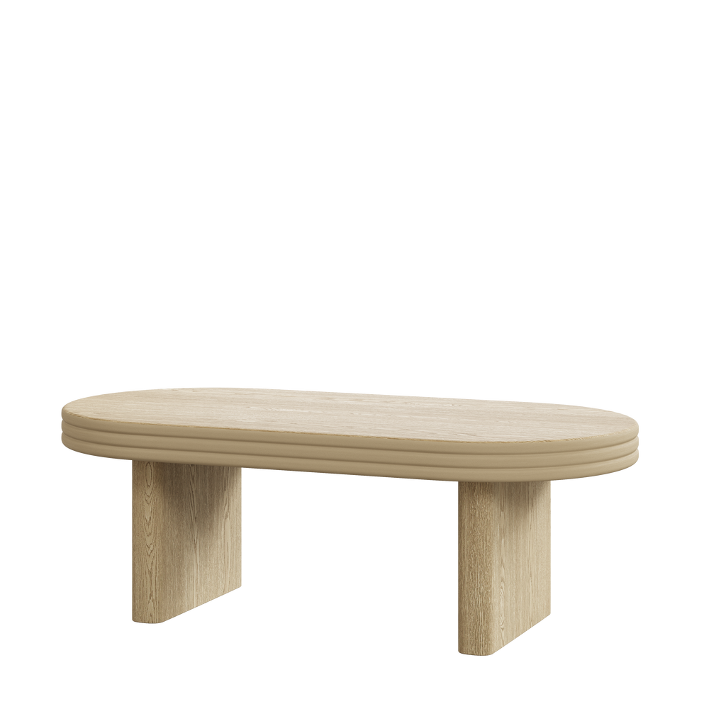 Mid Century Modern Oval Fluted Coffee Table