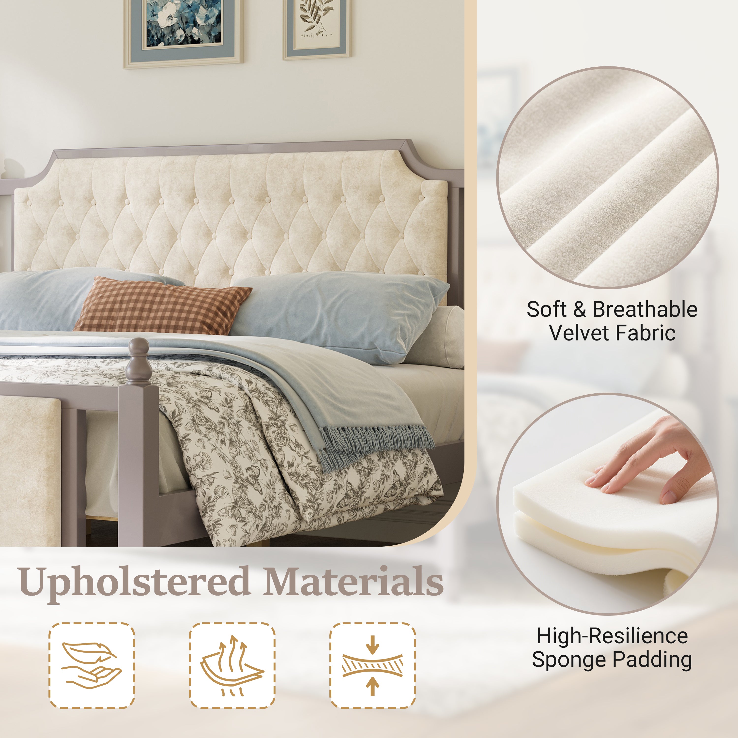 King Size Upholstered Platform Bed