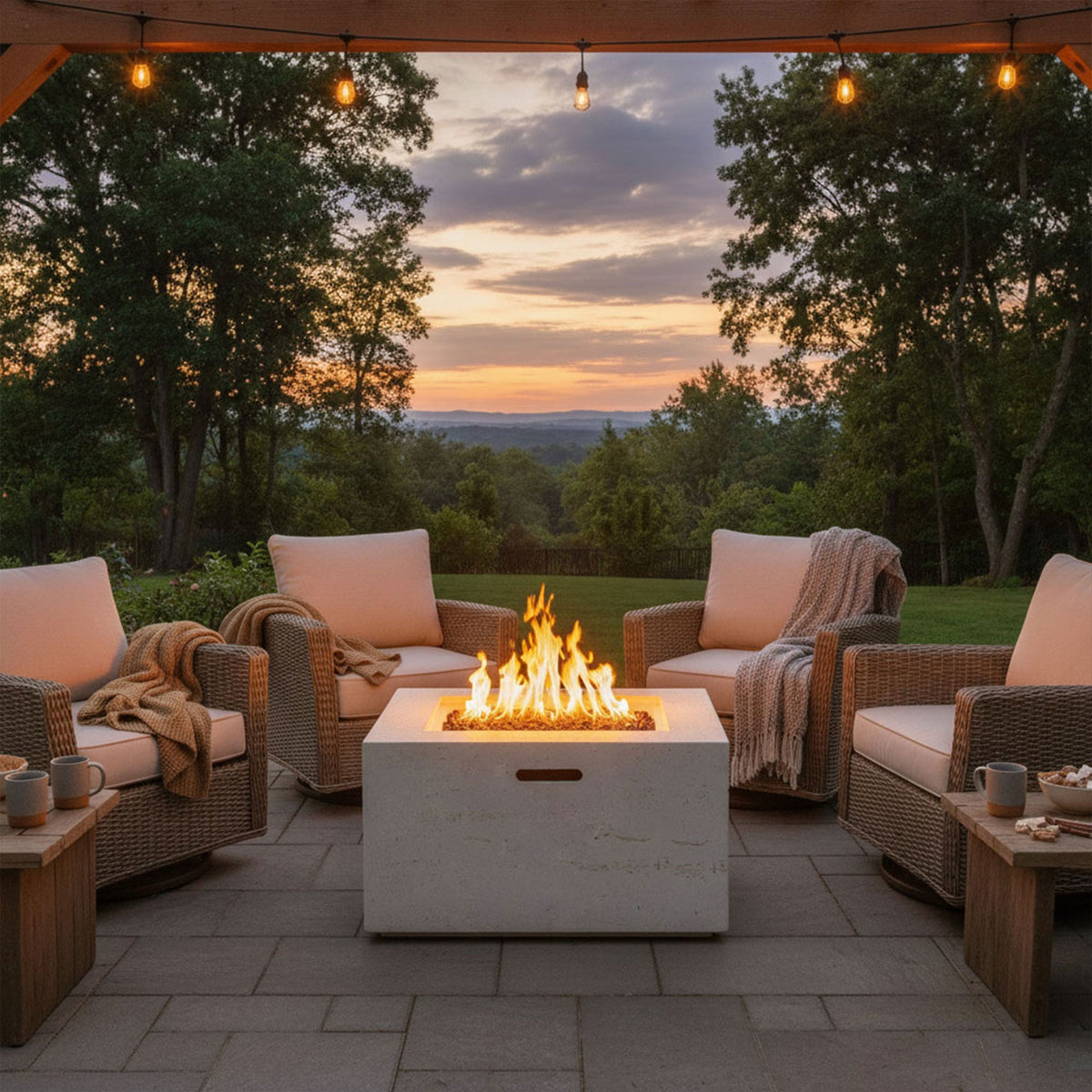 U_Style MGO Outdoor Square Fire Pit Table