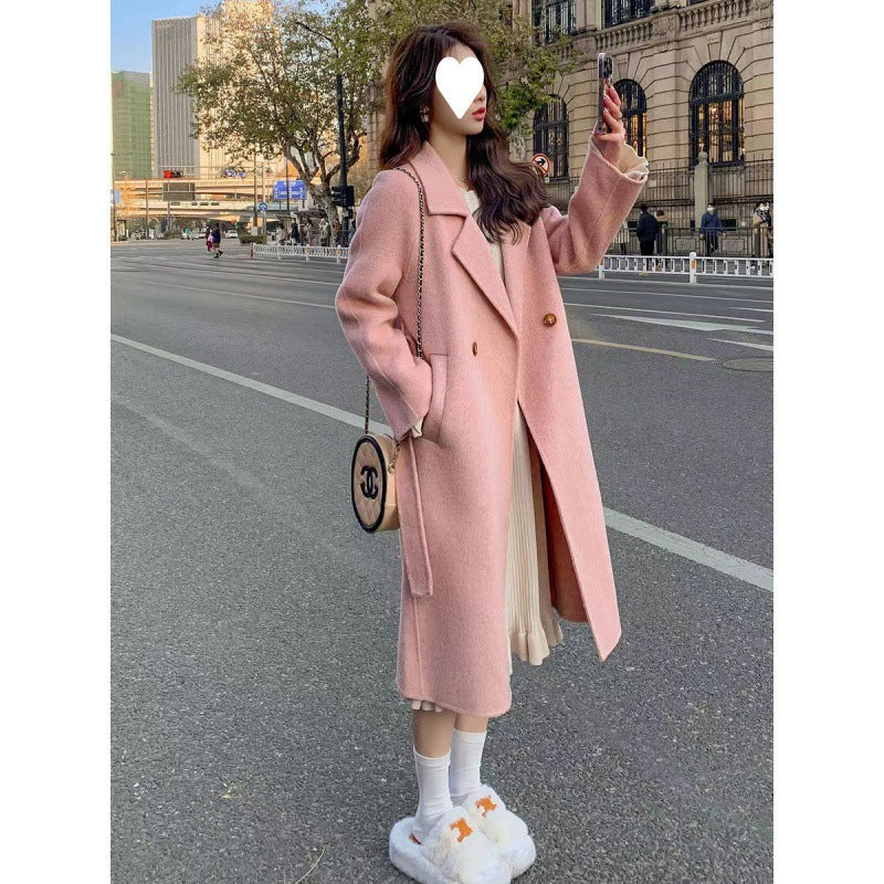 Double-breasted Wool Coat For Women