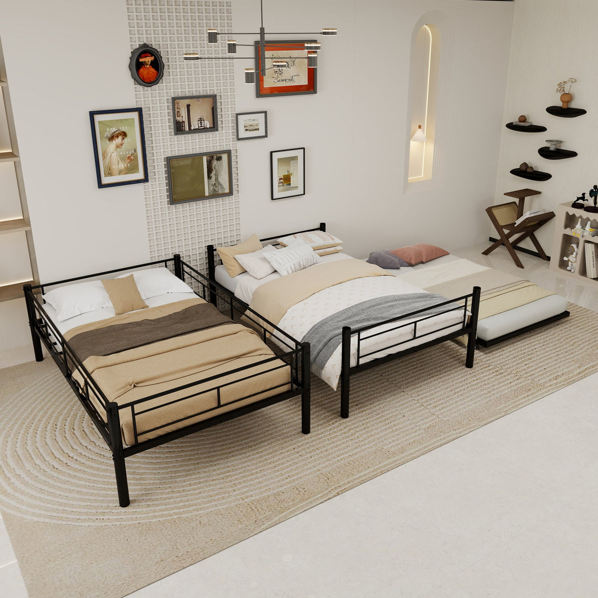 Black Twin Metal Triple Bunk Bed – Space-Saving and Modern