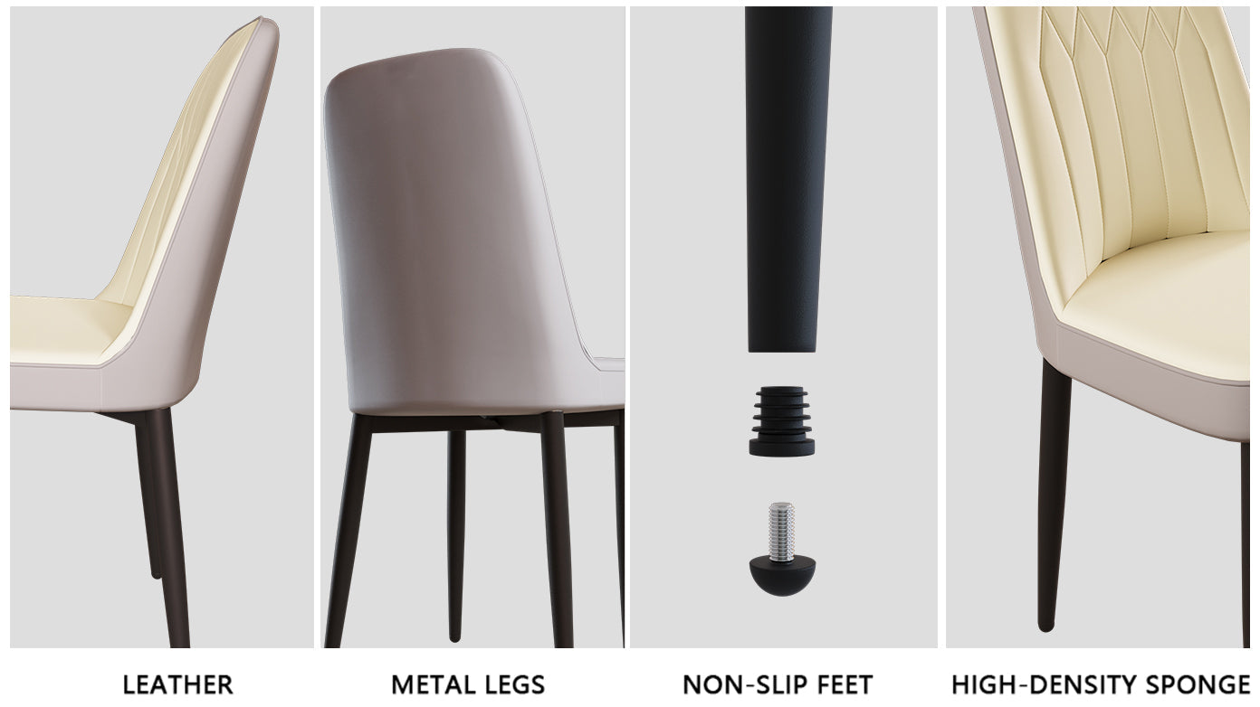 Set of 2 Modern PU Leather Dining Chairs