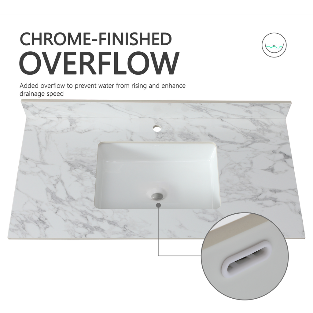 43" x 22" Sintered Stone Bathroom Vanity Top
