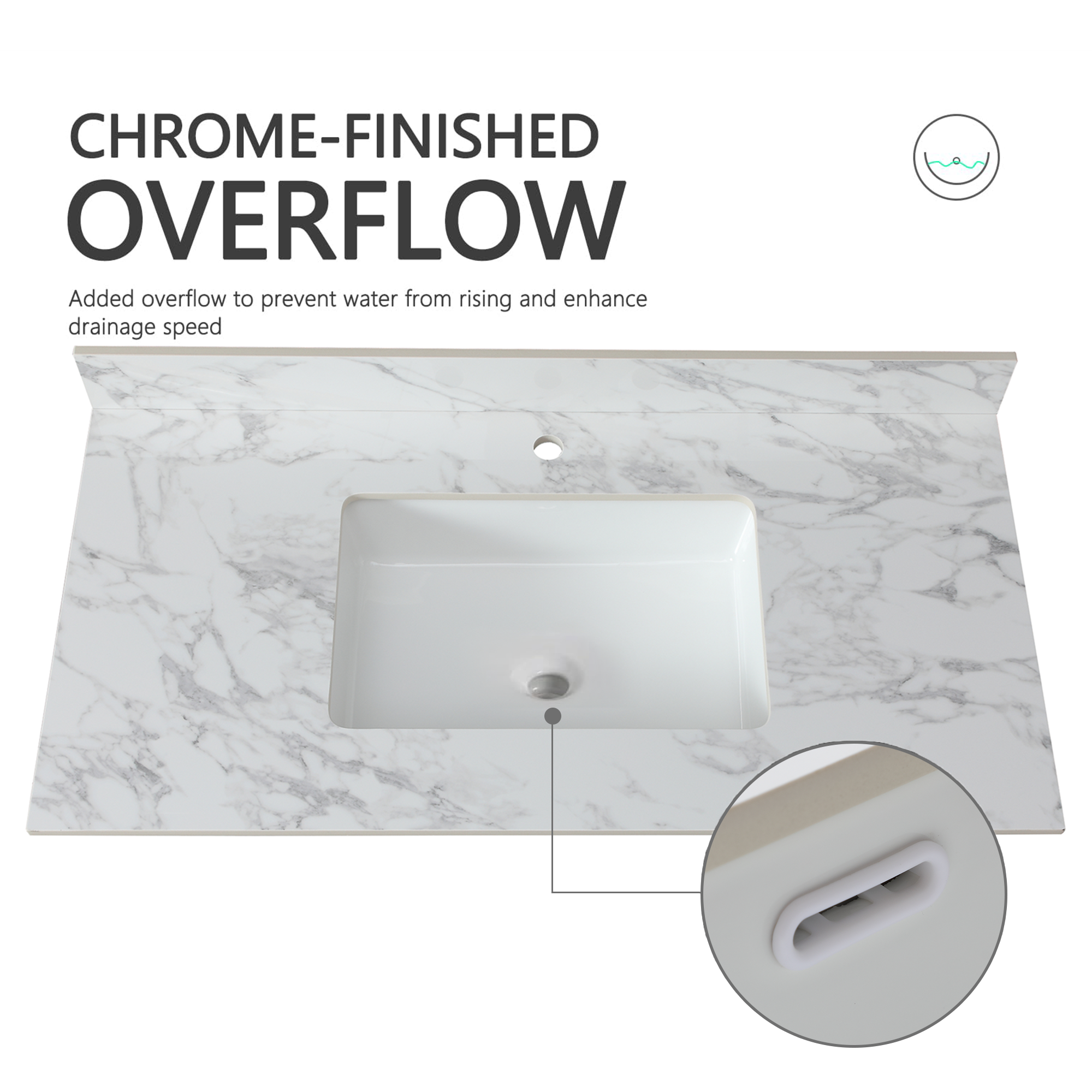 43" x 22" Sintered Stone Bathroom Vanity Top