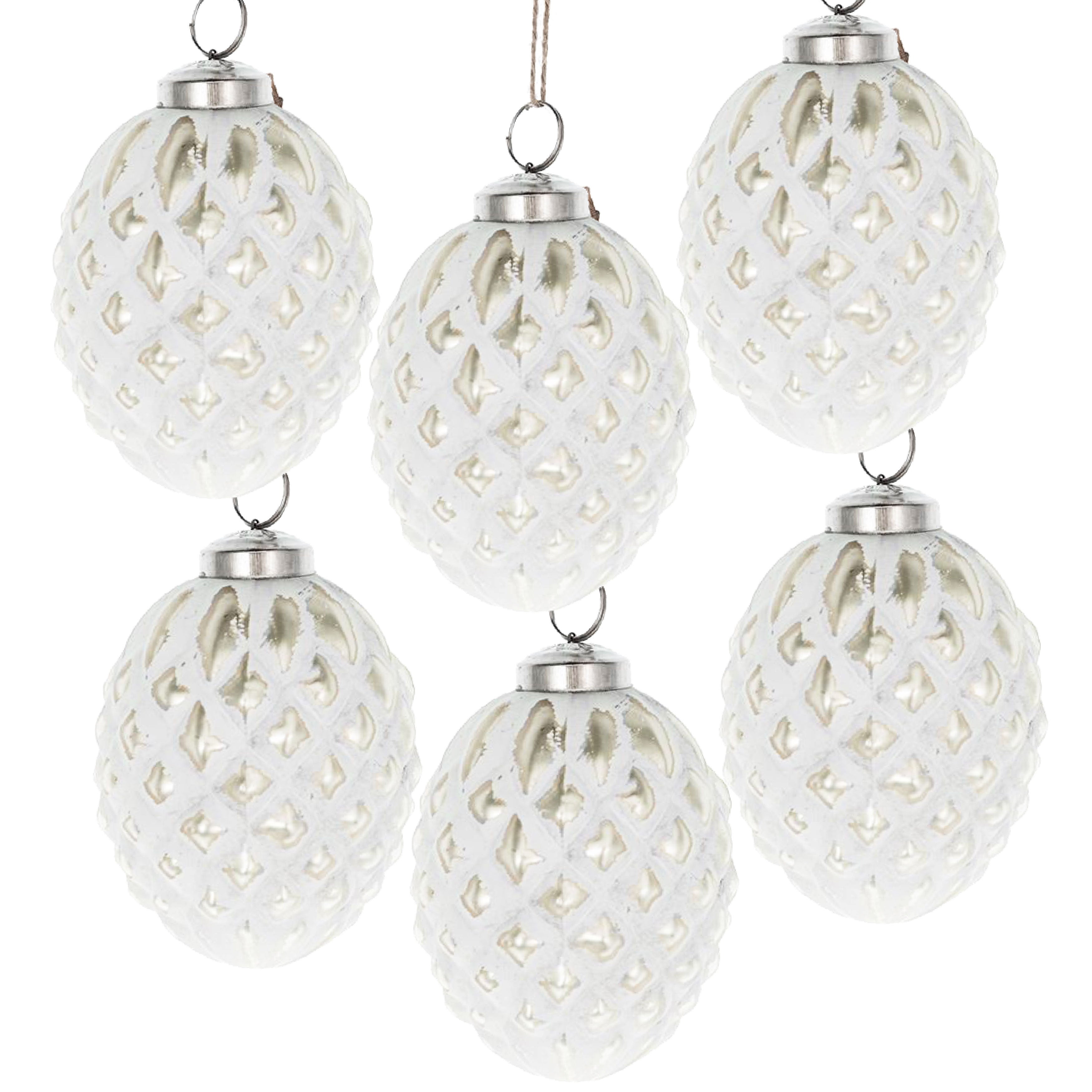 D3.8x4.2"H Christmas Ball Ornaments, Set of 6