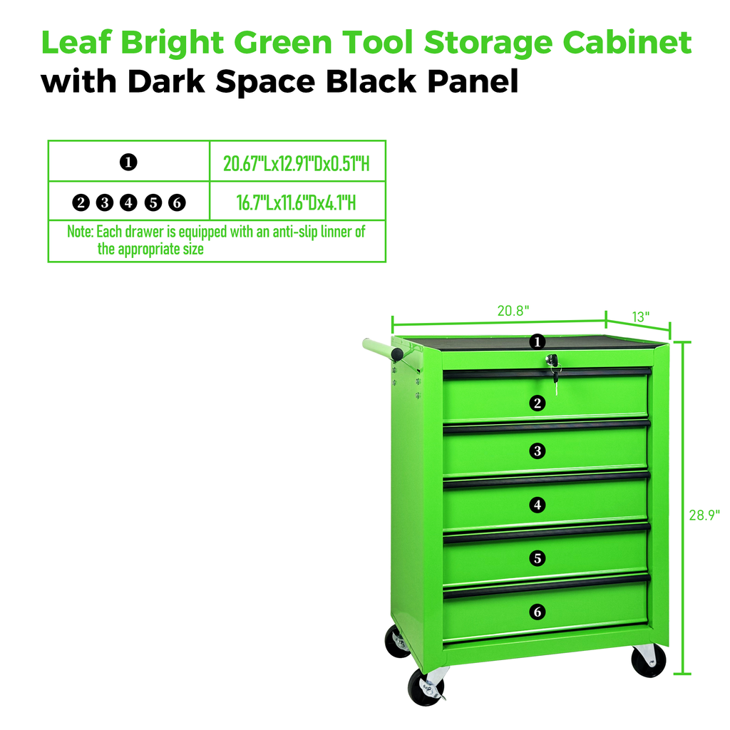 Rolling Metal Tool Chest with 5 Drawers