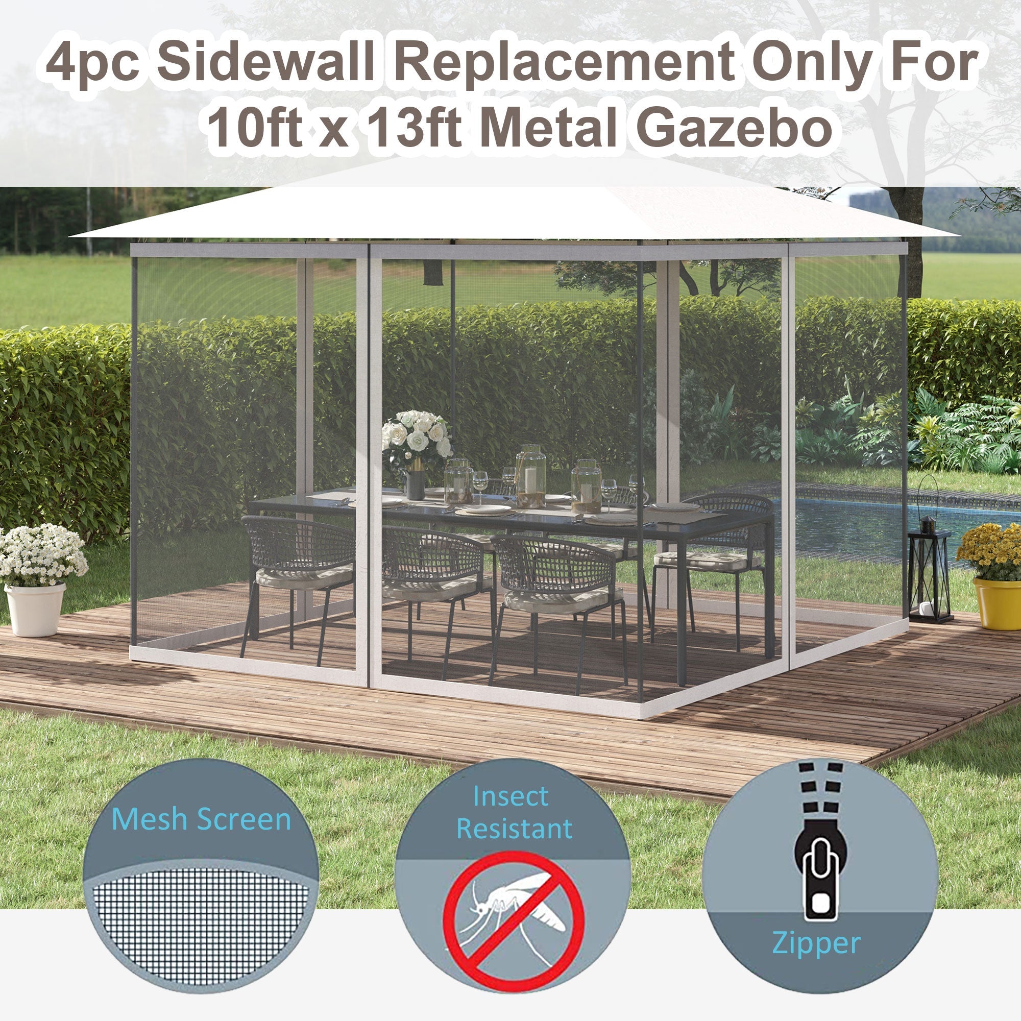 Outsunny 10' x 13' Replacement Mesh Sidewall Netting