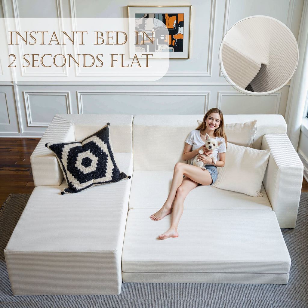 106.5" Convertible L-Shaped Sectional Sofa Bed