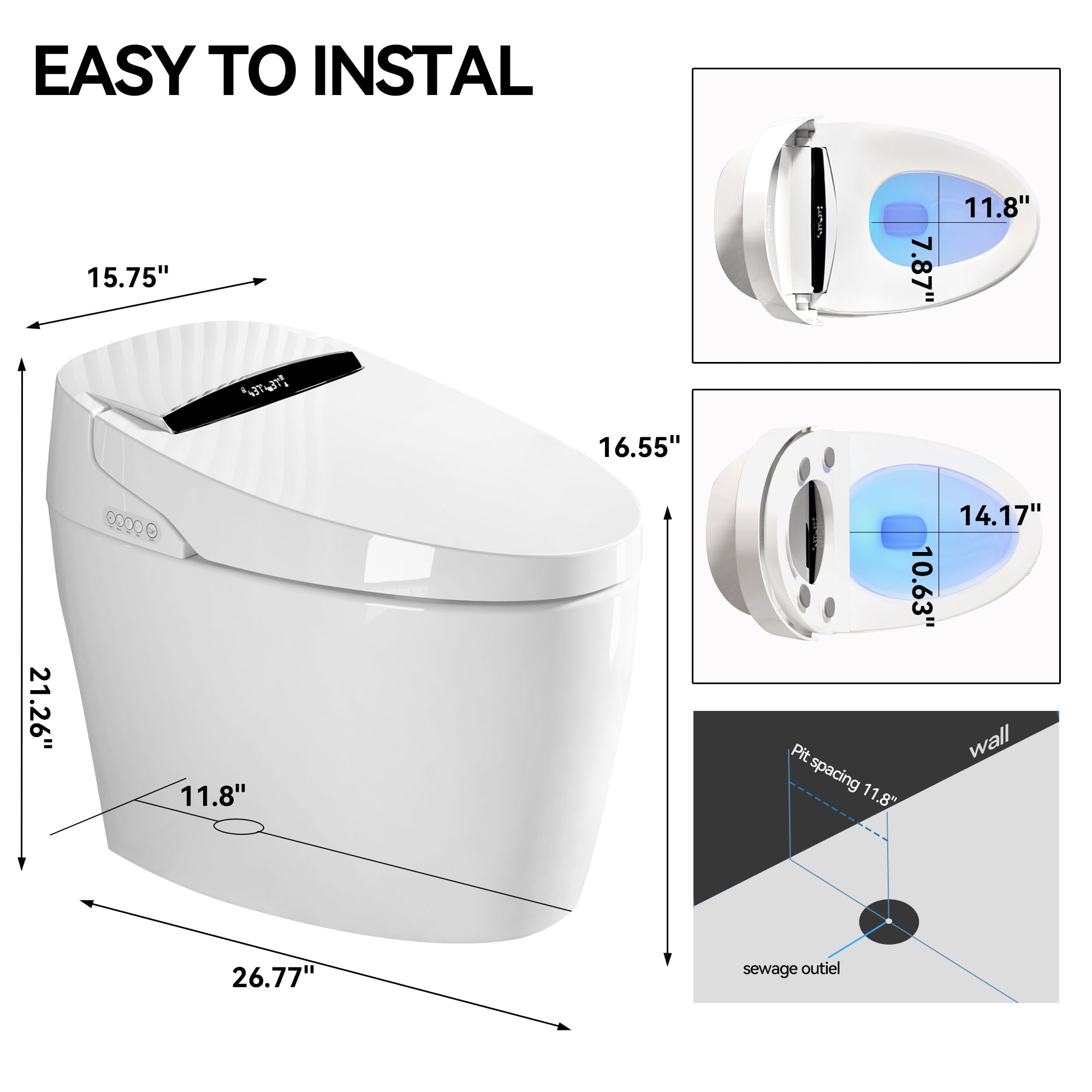 Smart Toilet with Heated Bidet Seat