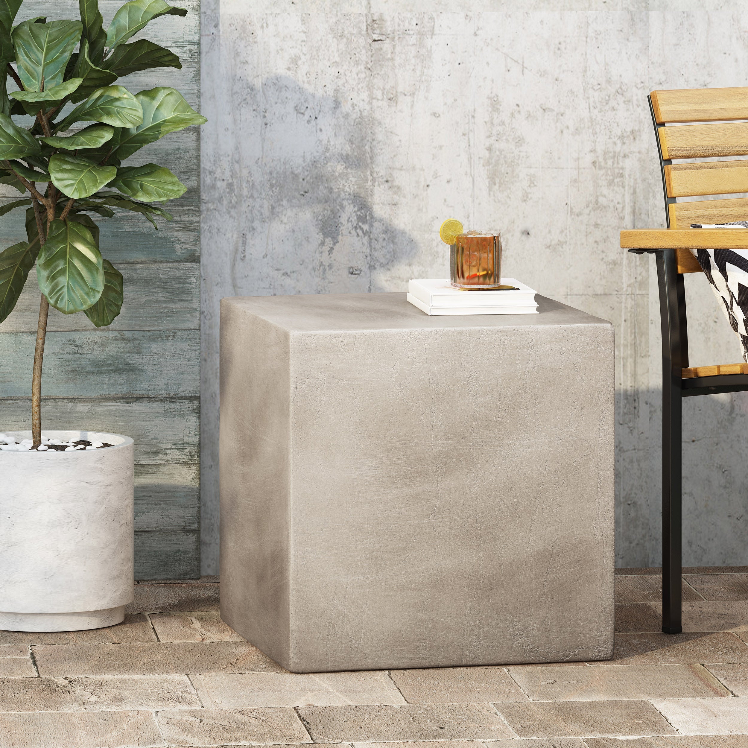 Outdoor MGO Square Side Table - Light Gray