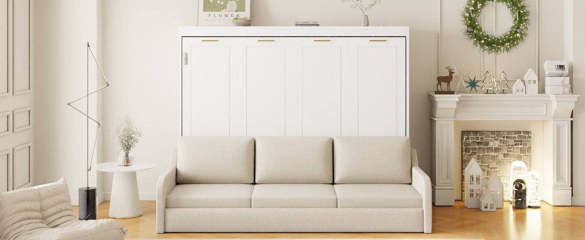 Full Size Murphy Cabinet Bed with Folding Sofa