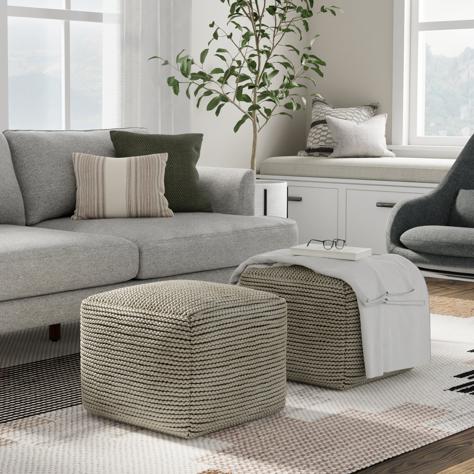 Eastmont 18 Inch Wide Square Pouf