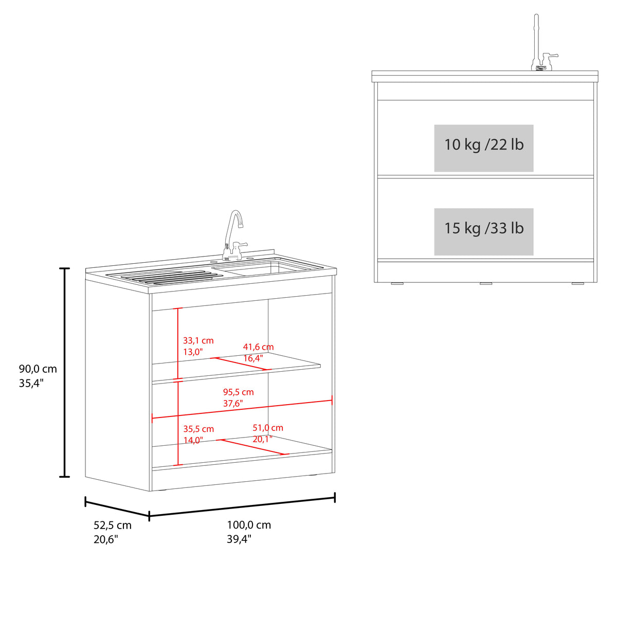 Salento Freestanding Sink, Double Door Cabinet