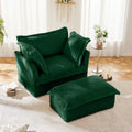 Upholstered Slipcovered Armchair with Ottoman Set of 2