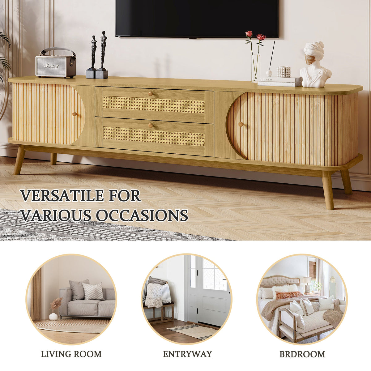 Rattan TV Stand for TVs Up to 75''