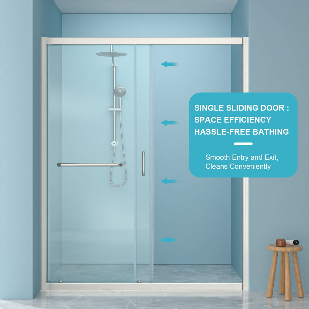 48" W x 72"H Single Sliding Bypass Shower Enclosure