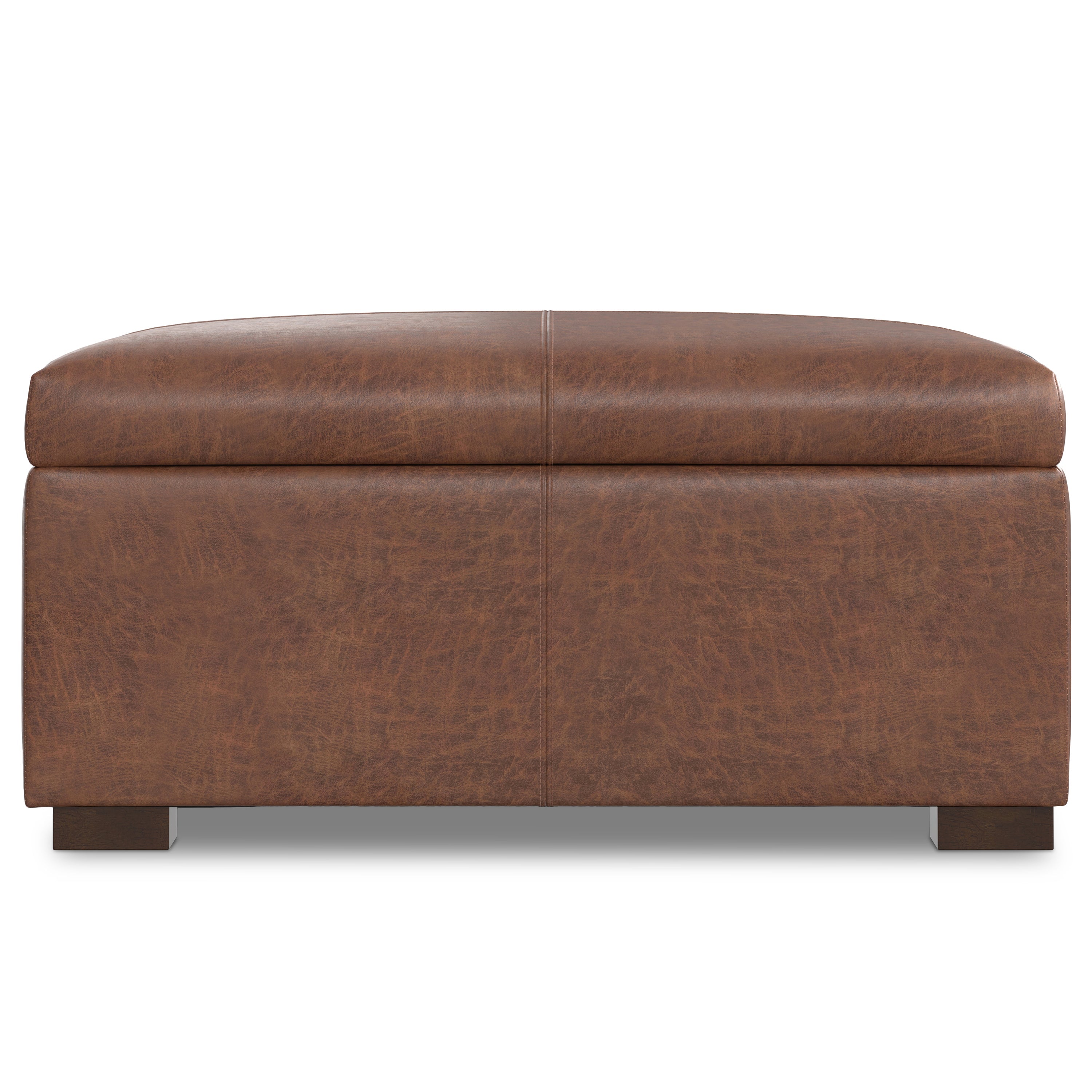 Gabbie 36 Inch Wide Square Coffee Table Storage Ottoman in Distressed Saddle