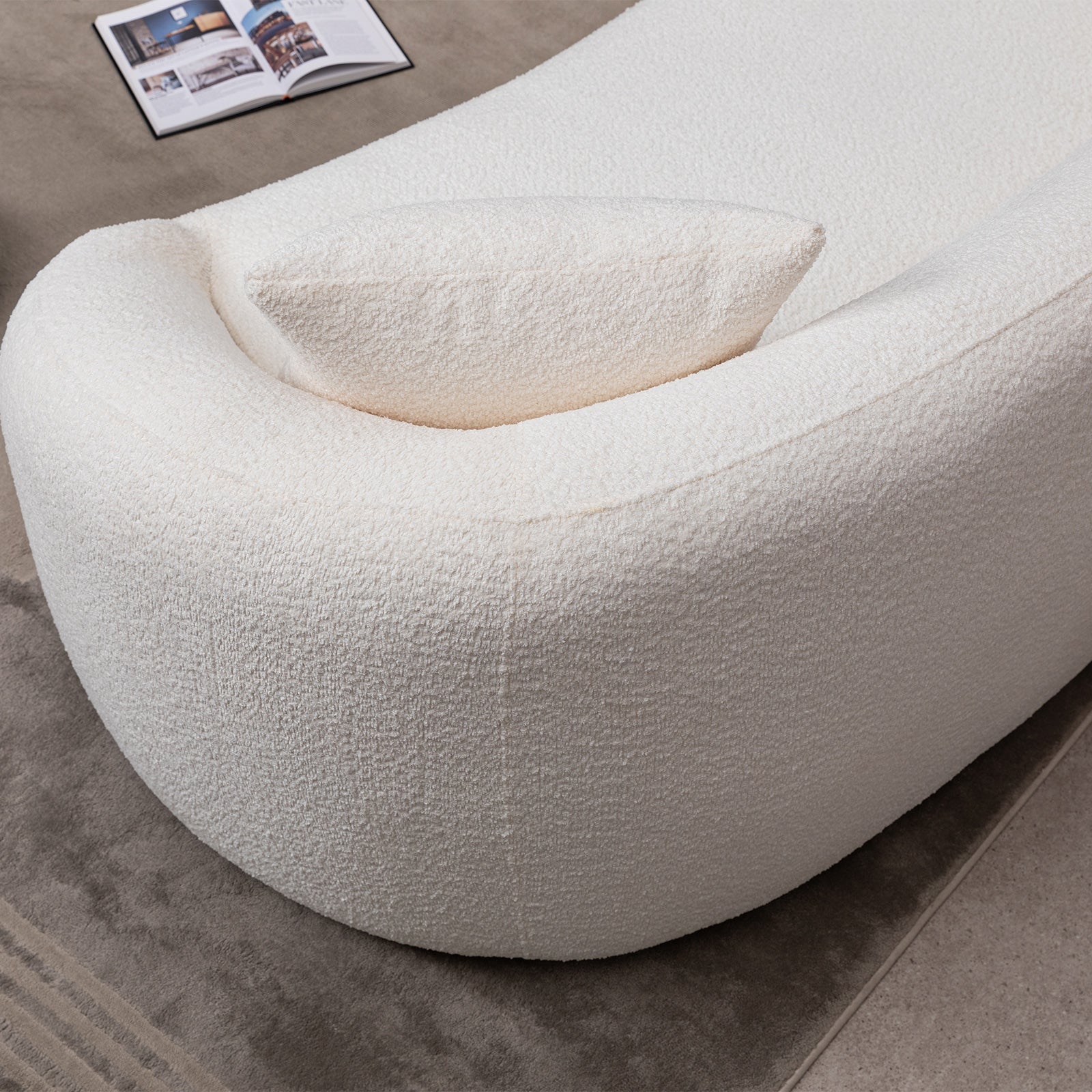 3+1+1, 93.31" Minimalist Curved Sofa, 3 Seater