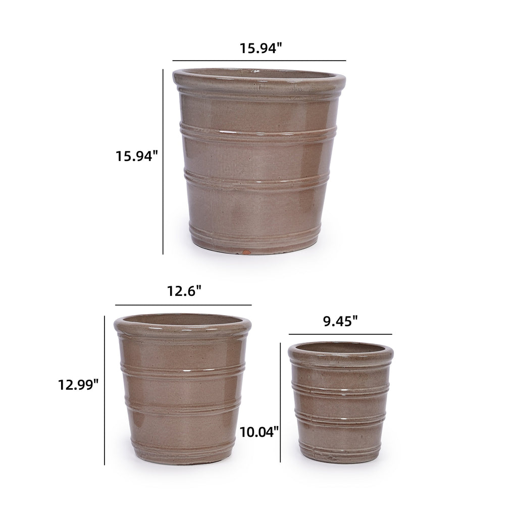 Handmade Ceramic Planter Set of 3, 16"/13"/10" Diameter