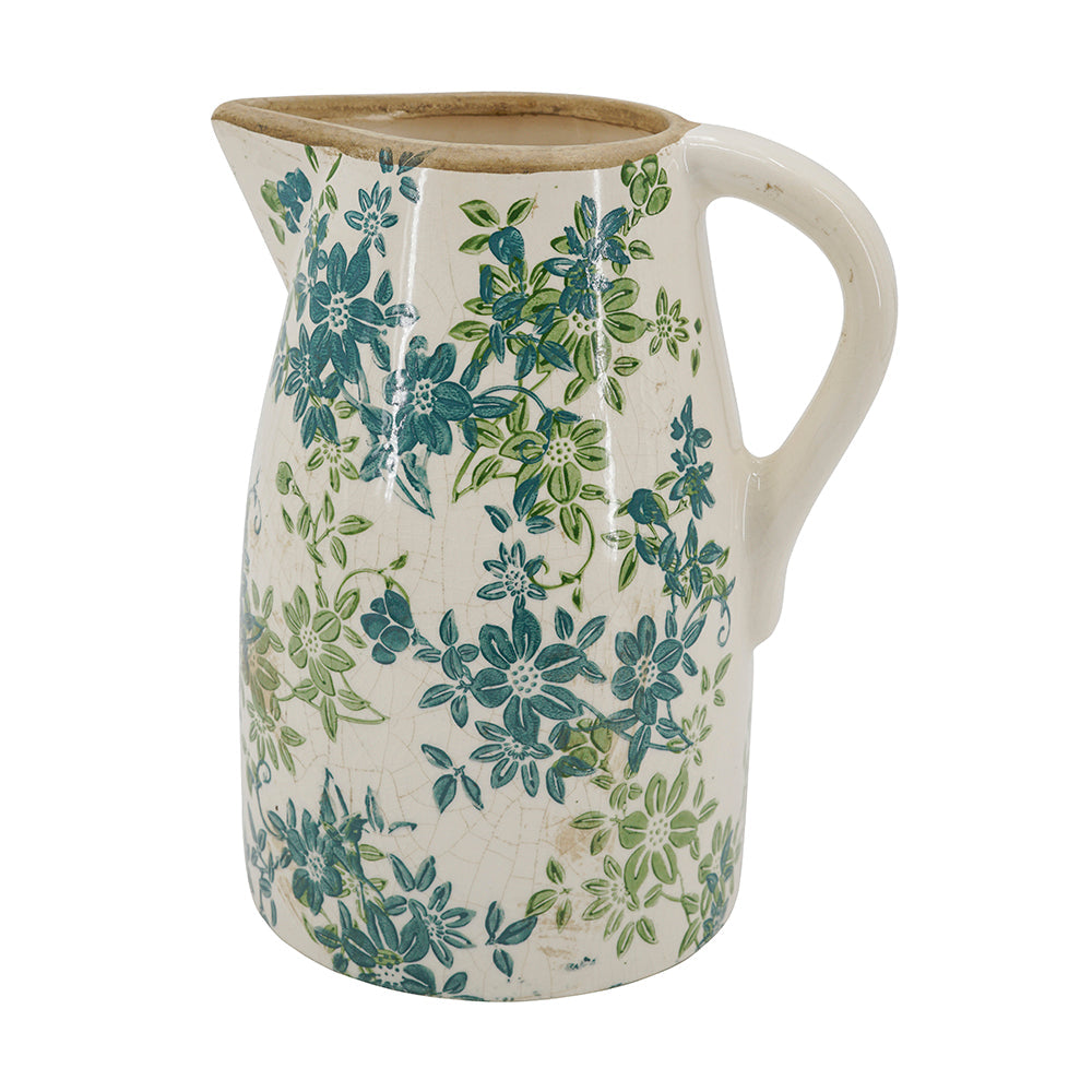 7.9x5.9x9.4" Floral Pitcher Vase