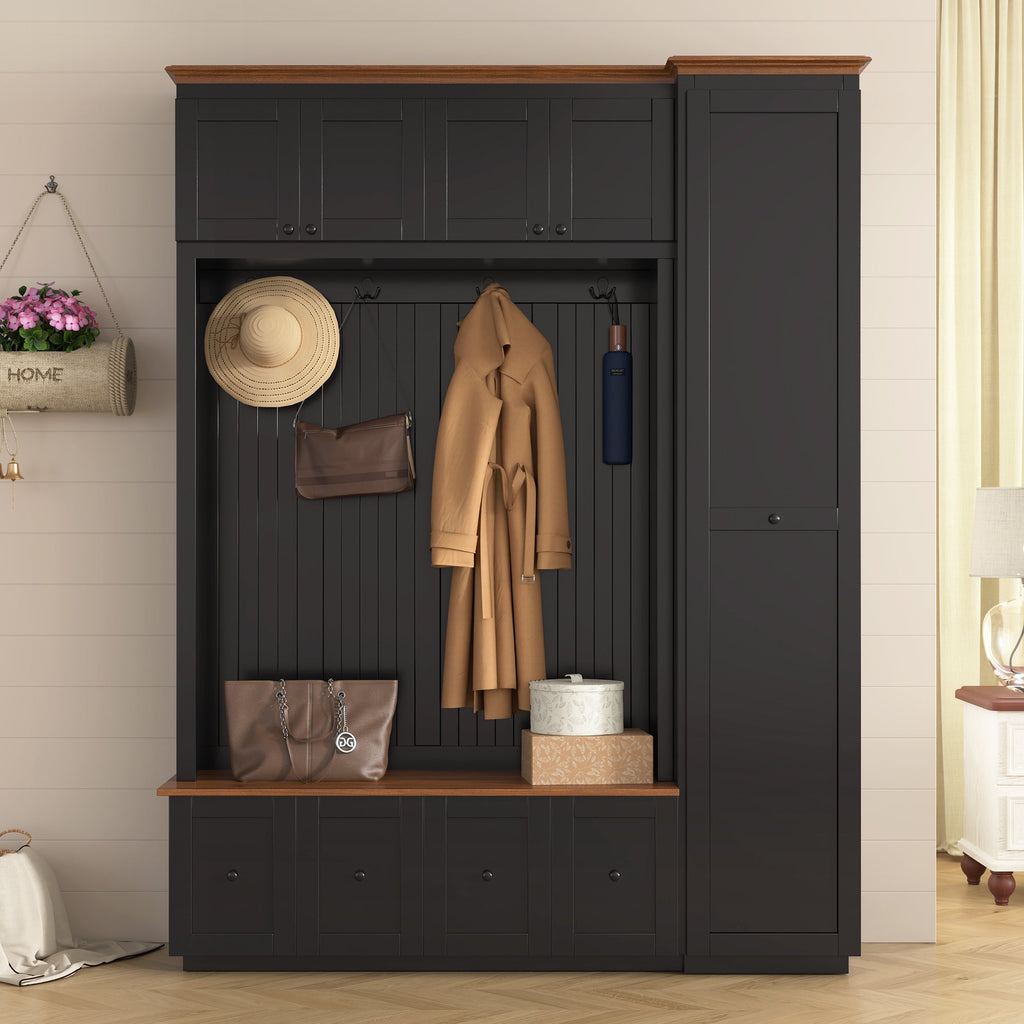 Vibe Haus 78.7"H Entryway Hall Tree with Storage Bench