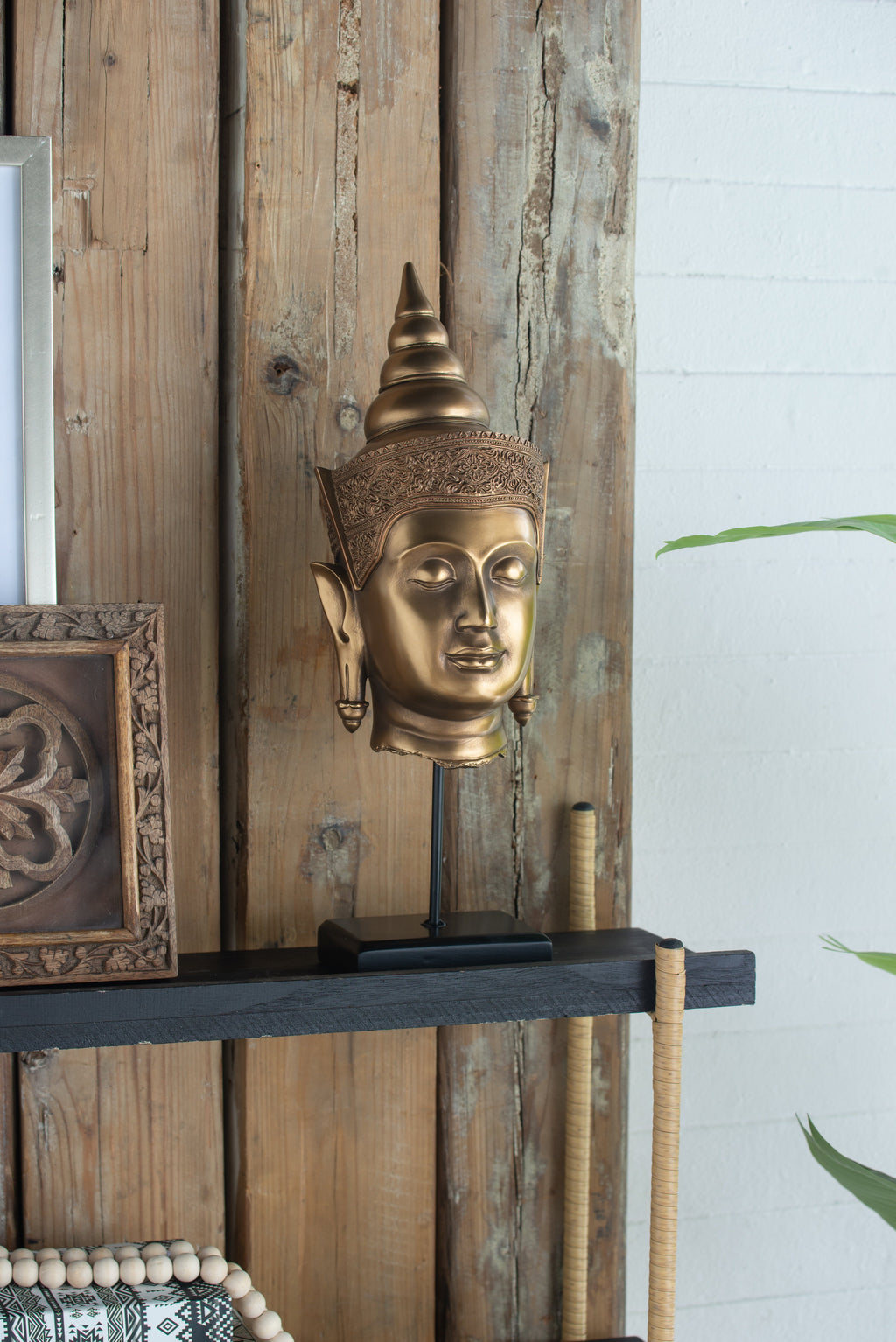 7x7.5x19.7" Buddha Statue Head On Stand