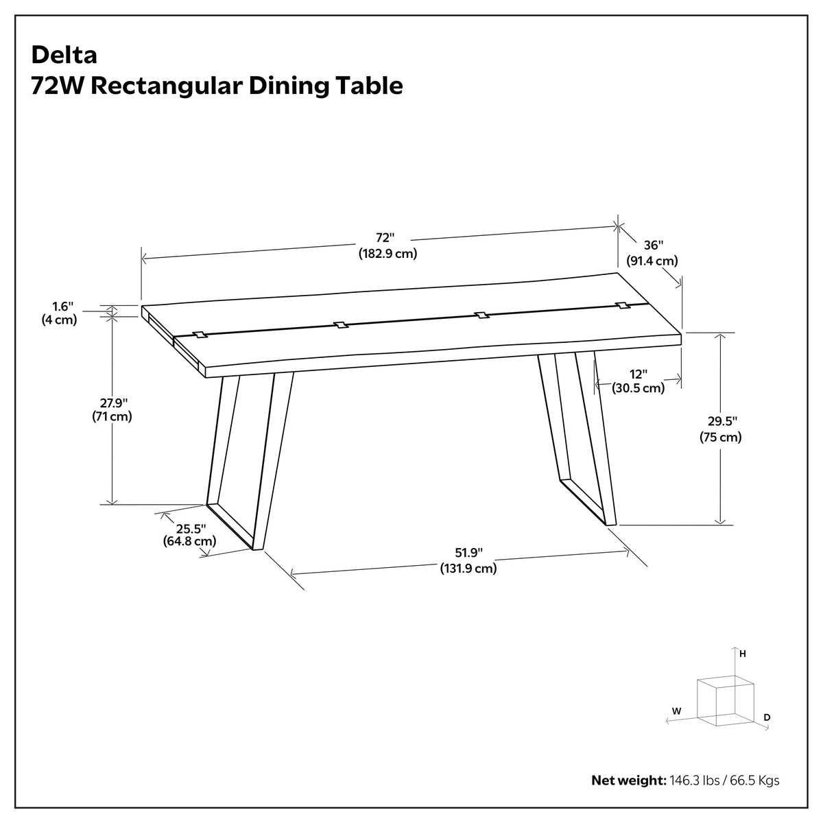 Delta Dining Table in Dark