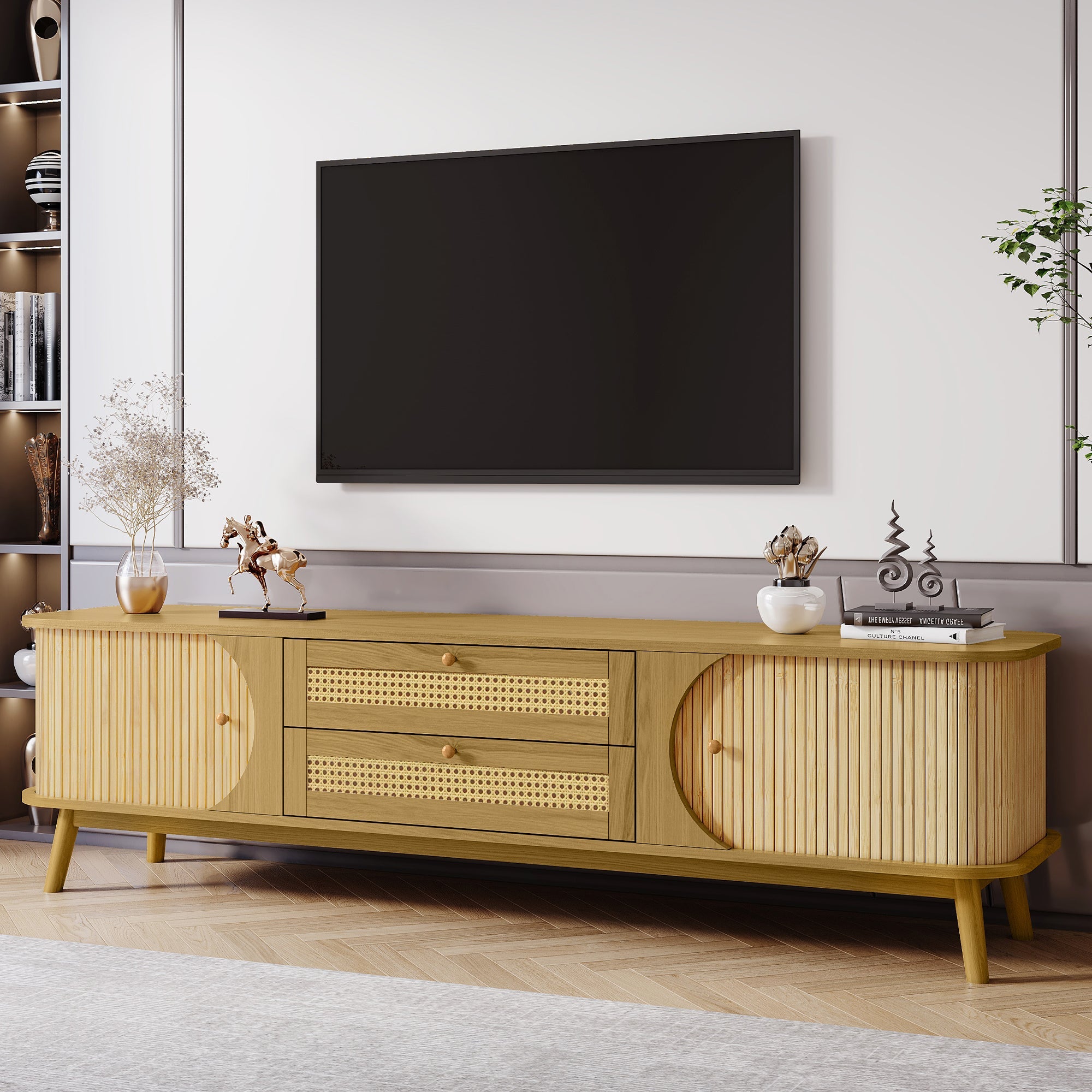 Rattan TV Stand for TVs Up to 75''