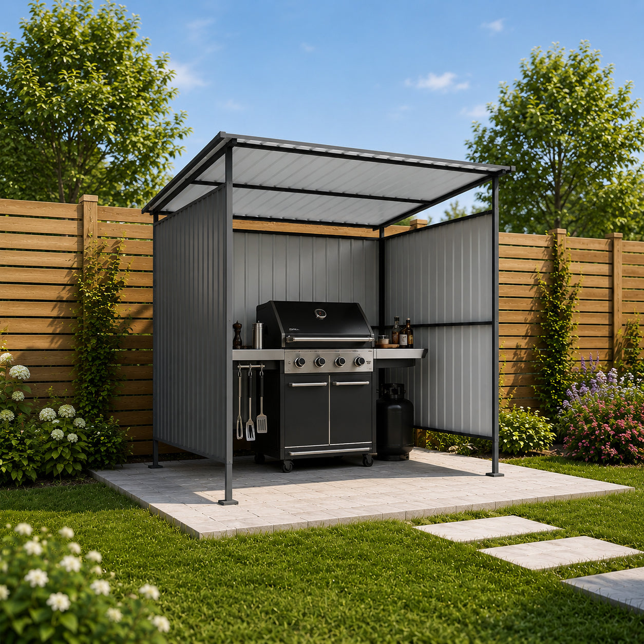 6x6FT Outdoor Pergola with Hardtop Roof